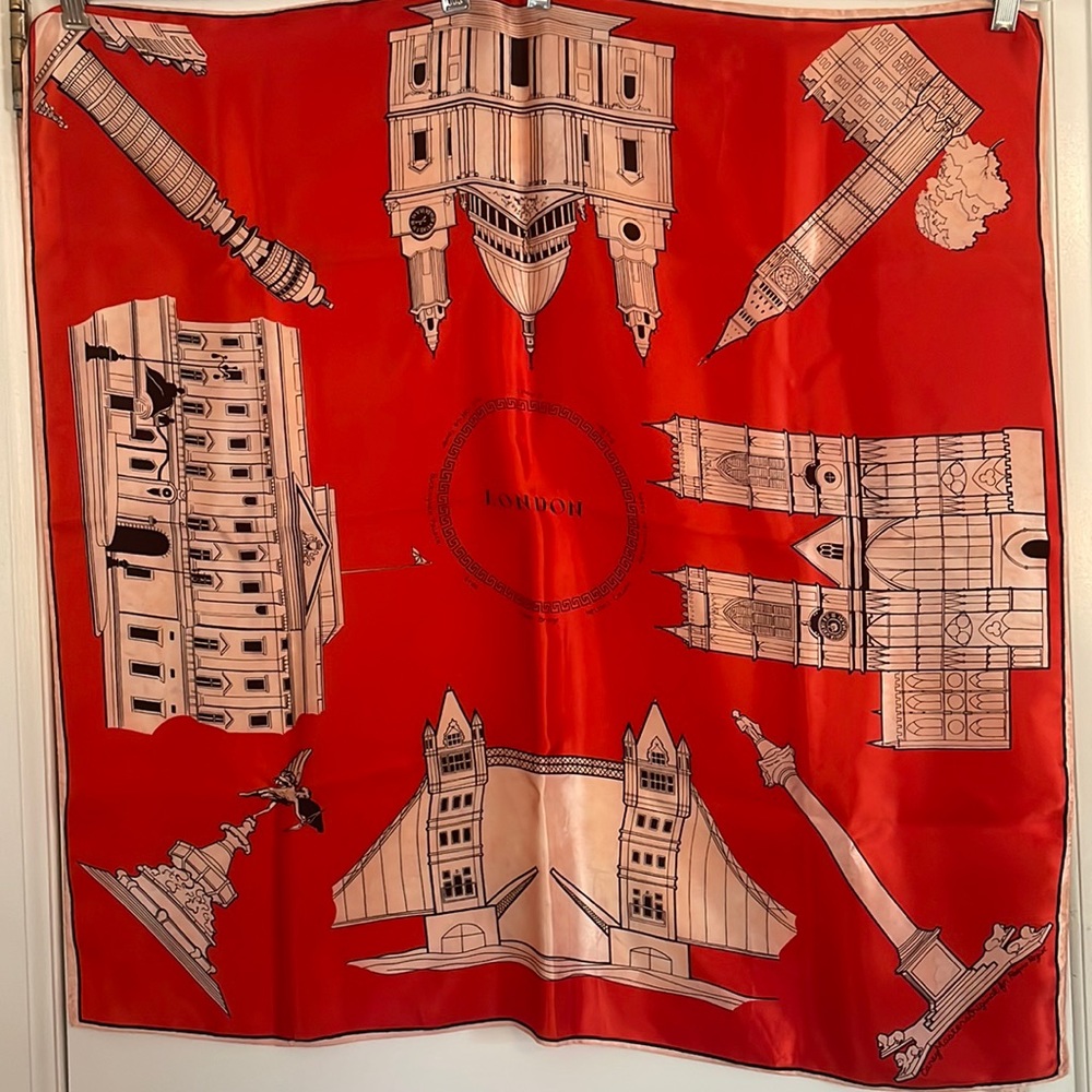 Vintage Red London Scarf